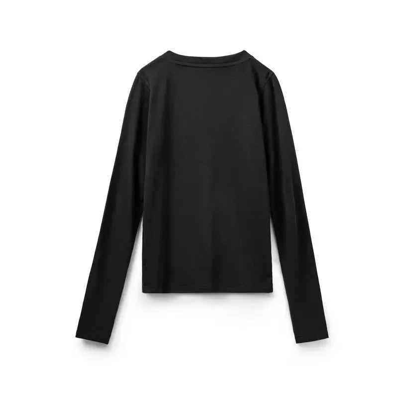 VAAGOON Kadın Slim Fit Uzun Kollu Basic Tişört