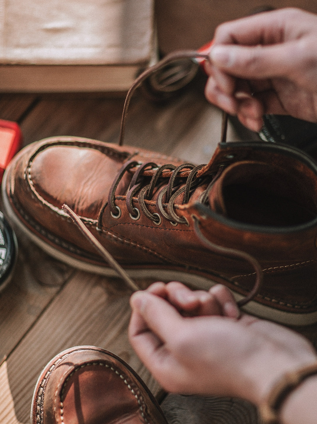 VAAGOON Leather Moc Toe Work Boots